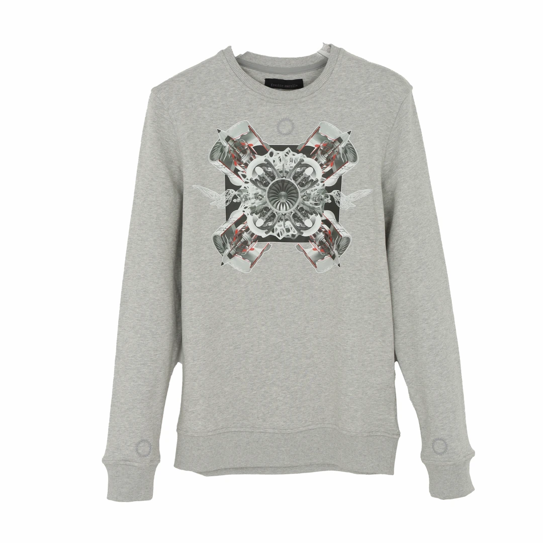 FRANKIE MORELLO男式灰色休闲纯棉卫衣 FMCP7018FE