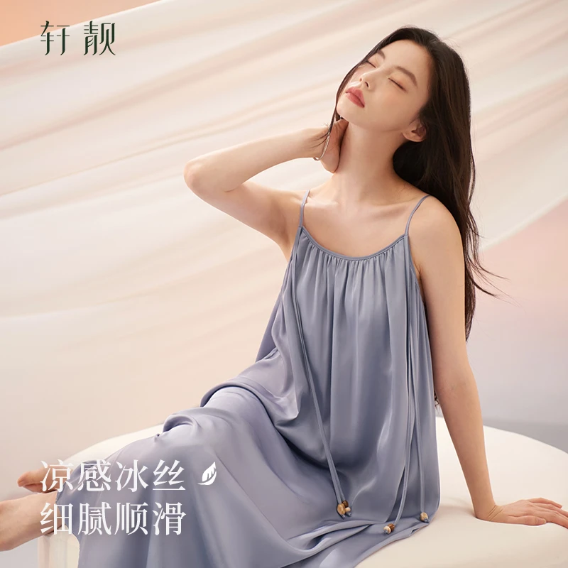 【冰丝带胸垫】2025新款睡裙女款夏季薄款吊带超长裙仿真丝连衣裙