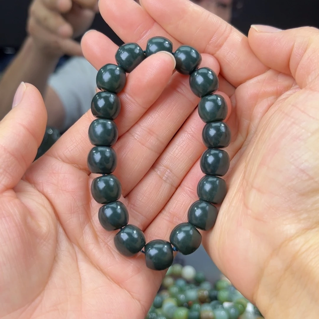 手串未镶嵌和田玉纯天然和田玉新疆塔什库尔干黑油青料12