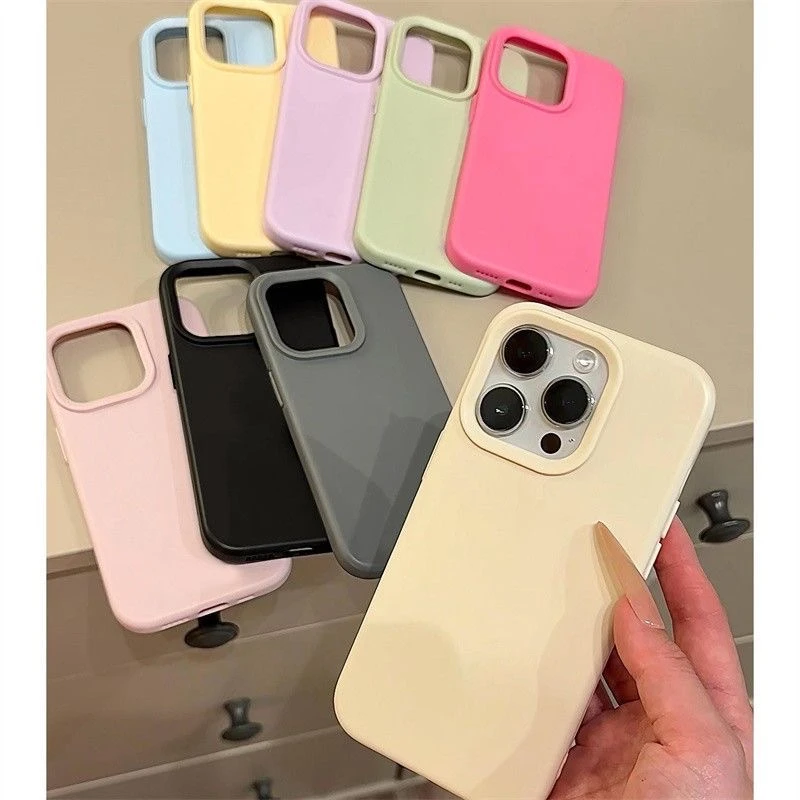 韩系简约糯米壳适用苹果16Promax纯色15手机壳iPhone13男女14软胶