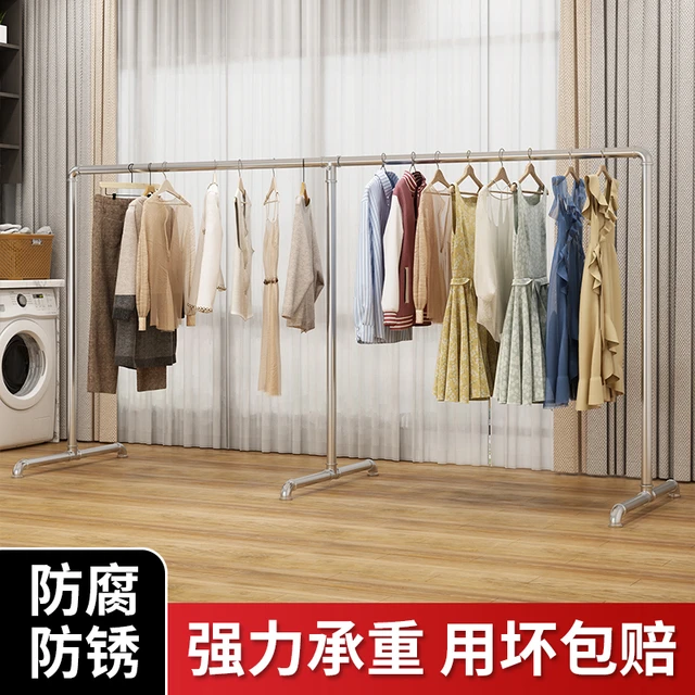 钢管晾衣架落地阳台家用简易晾衣杆室外晒被子神器加粗加厚挂衣架