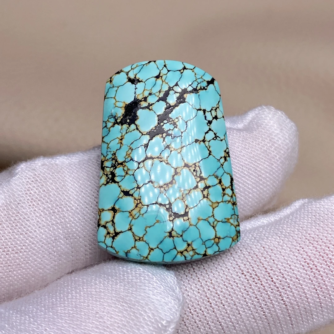 绿松石平安无事牌吊坠瓷釉级网花盘玩玉化尺寸21x30x19mm重9克