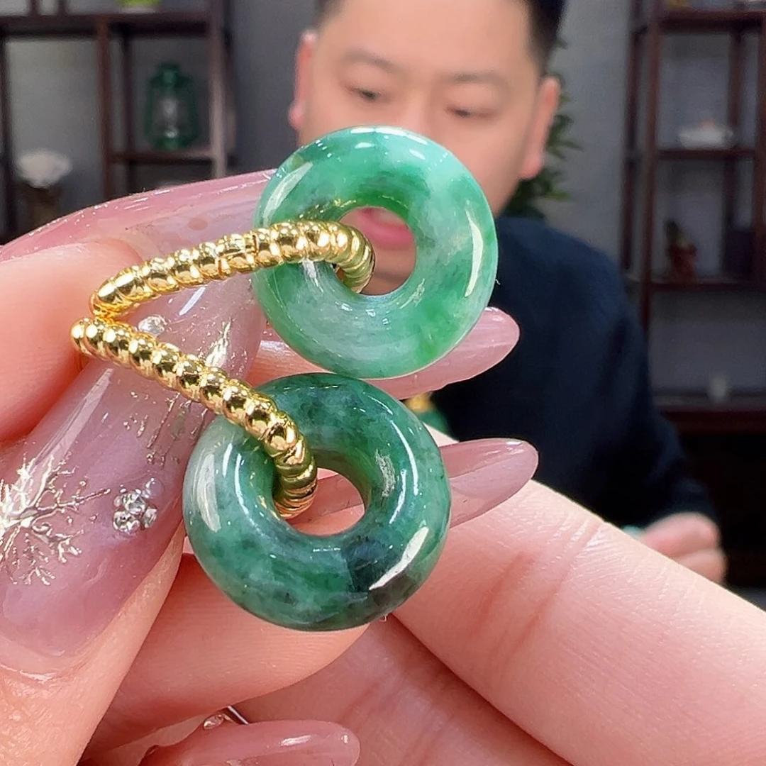 翡翠耳饰银S925镶嵌耳环3