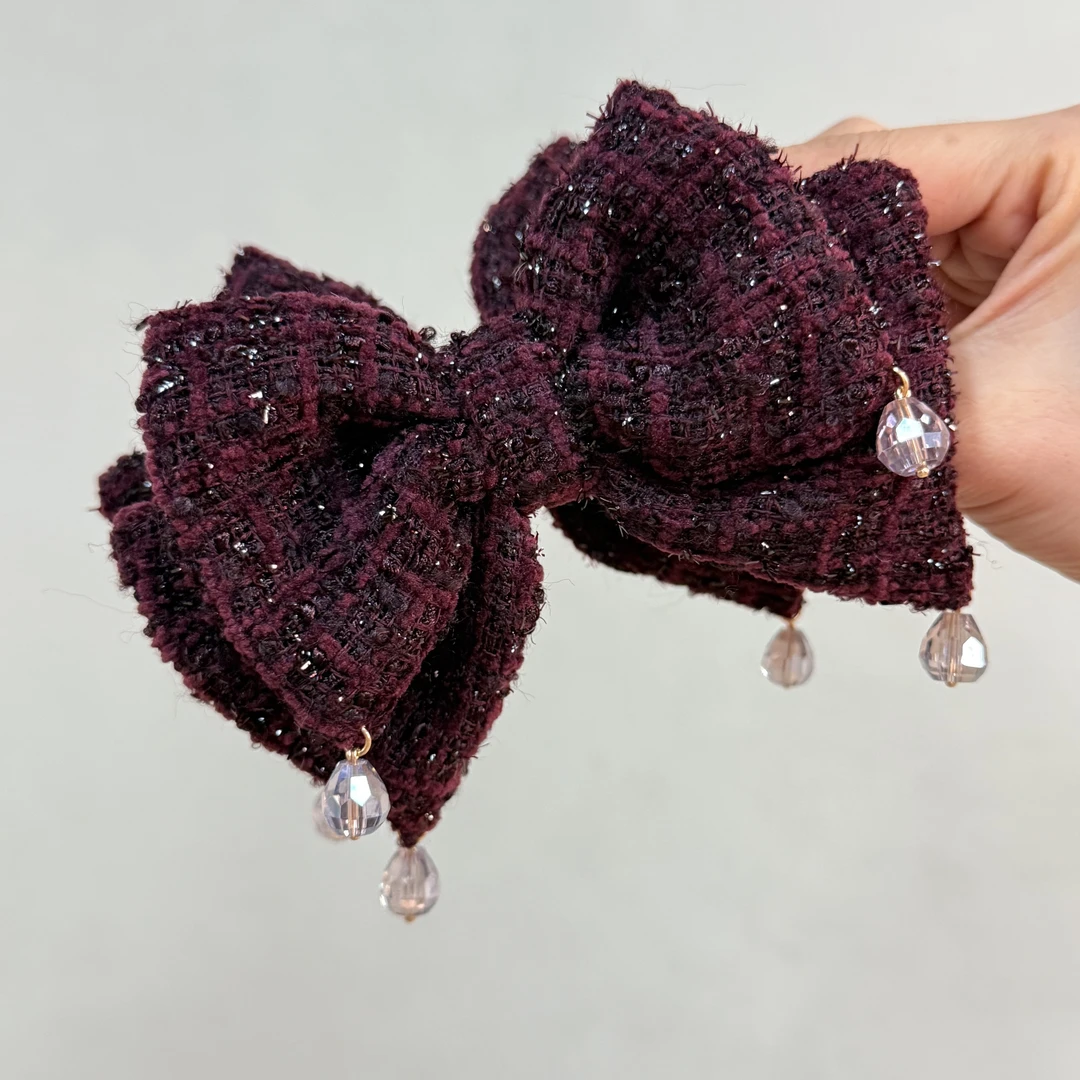 橙圭圭【紫棠晶缀】丸子夹高级感双色气质风氛围感手工发夹