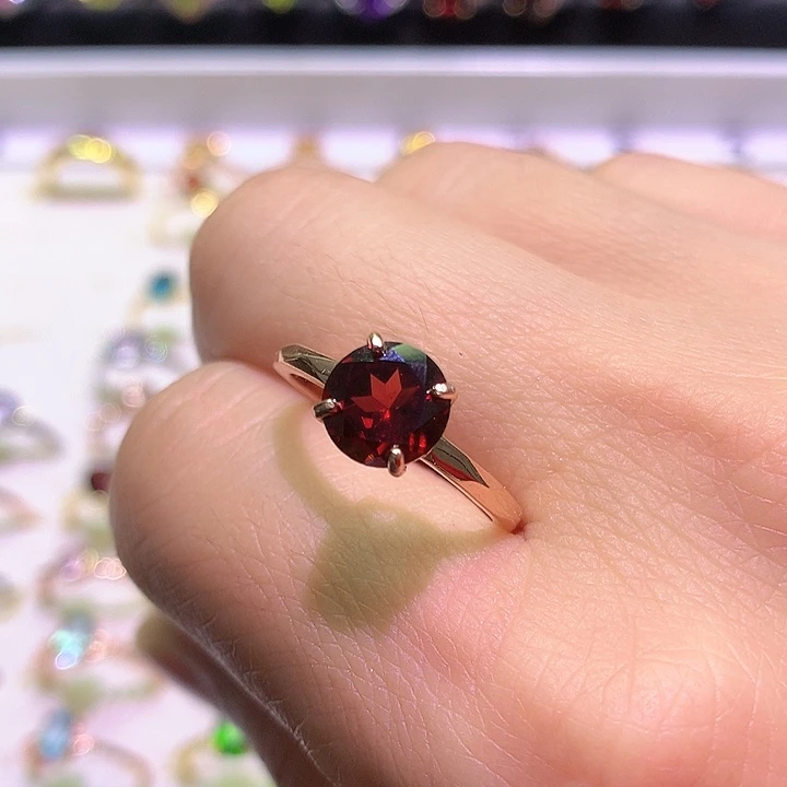 石榴石戒指银S925镶嵌