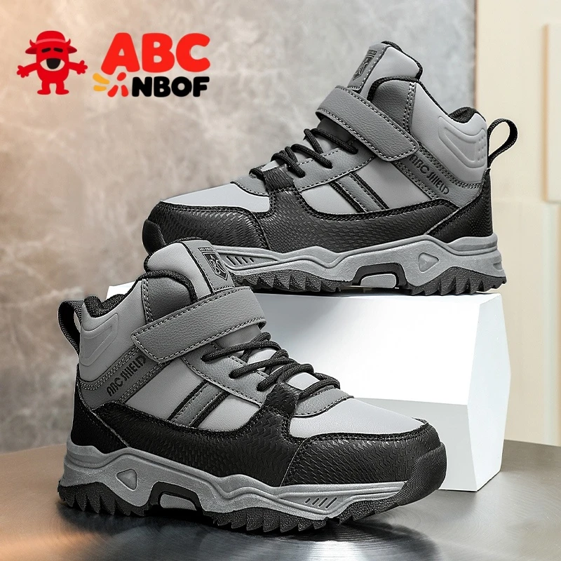 ABC NBOF童鞋男童运动鞋2025秋季新款皮面防水中大童高帮休闲防滑