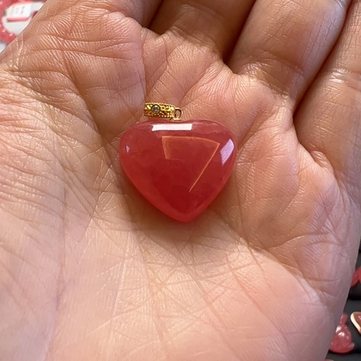 菱锰矿（红纹石）吊坠(不含链)18K金镶嵌狐****?