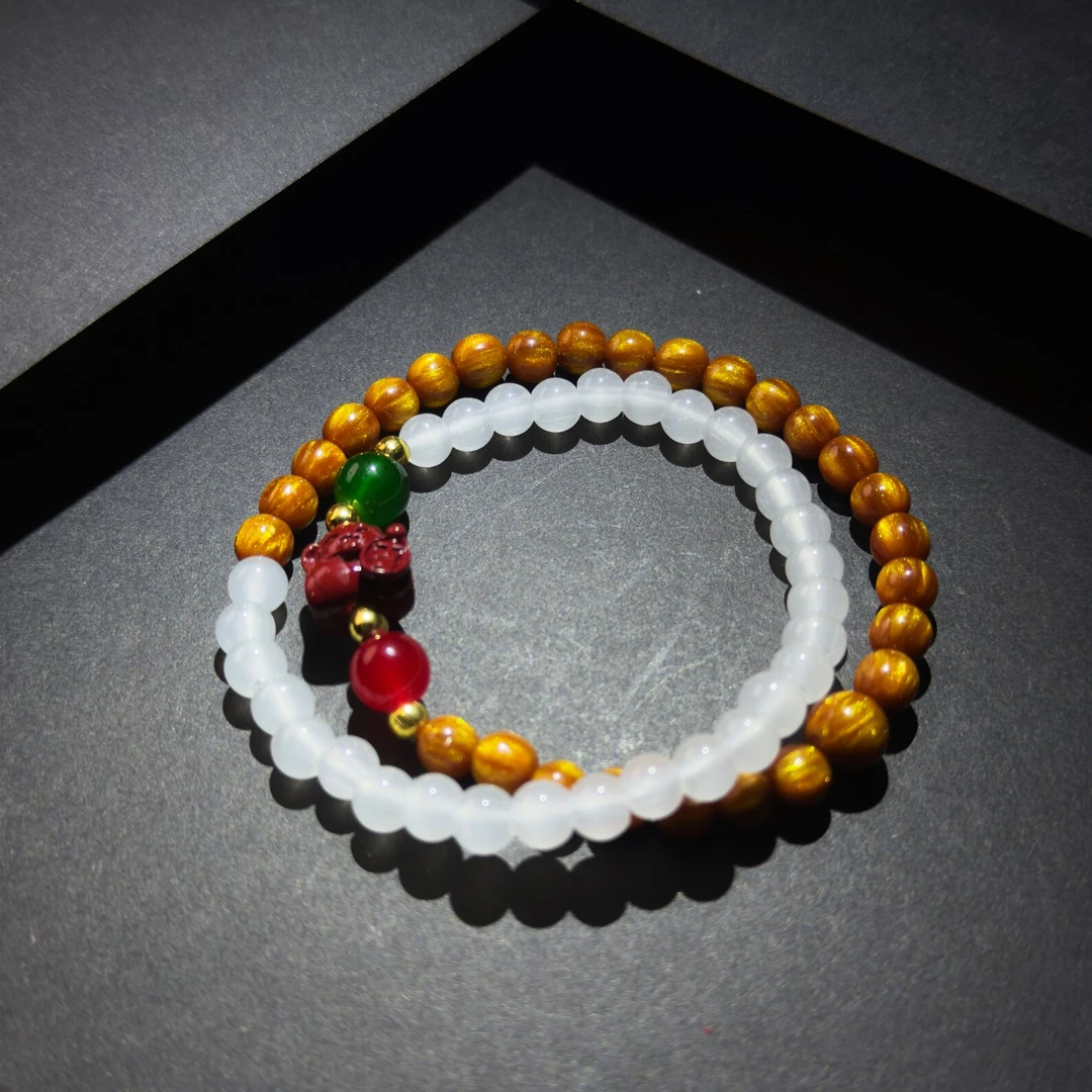 手链 DA 1148 海柳带招财猫红绿双色隔珠（无礼盒）