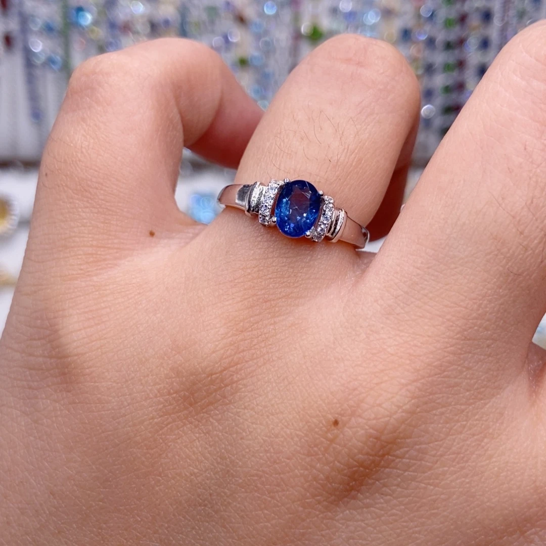 蓝宝石戒指银S925镶嵌