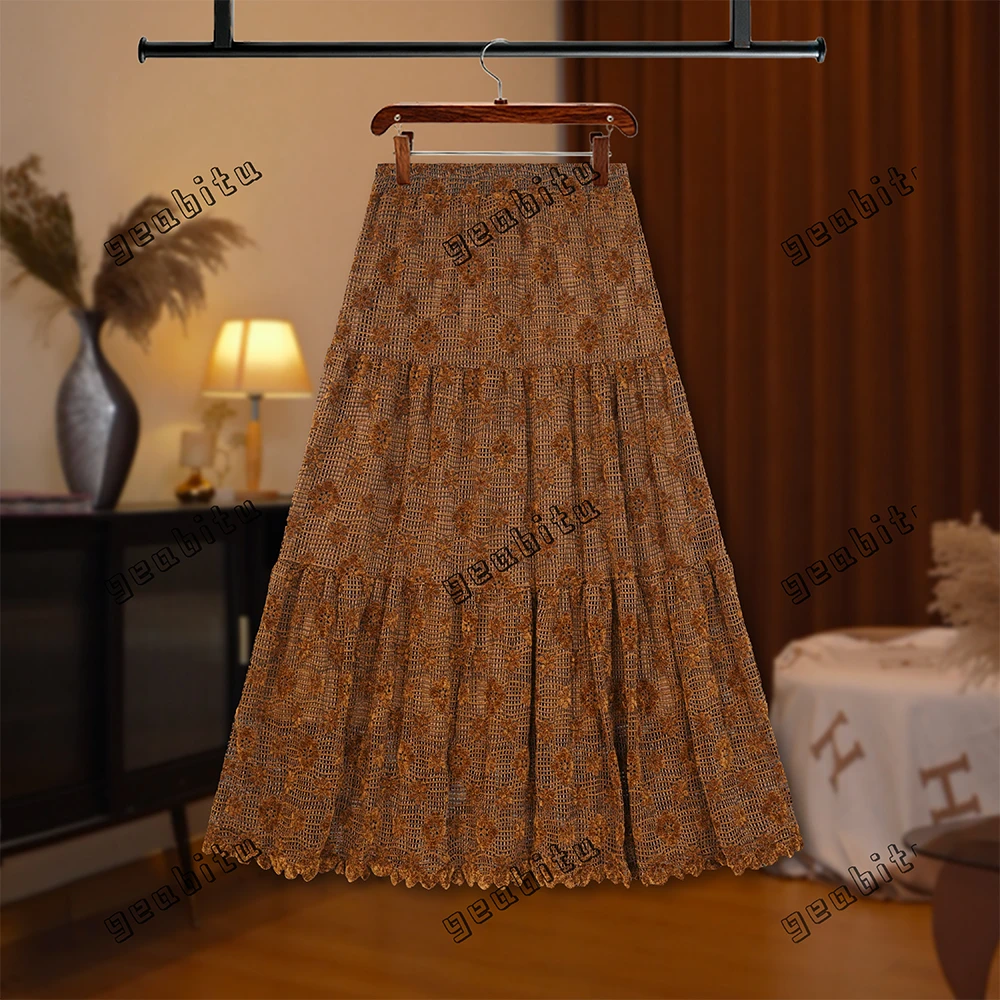 【NANA专属】2025法式缕空蕾丝花边女长款新款加绒半身裙D8335