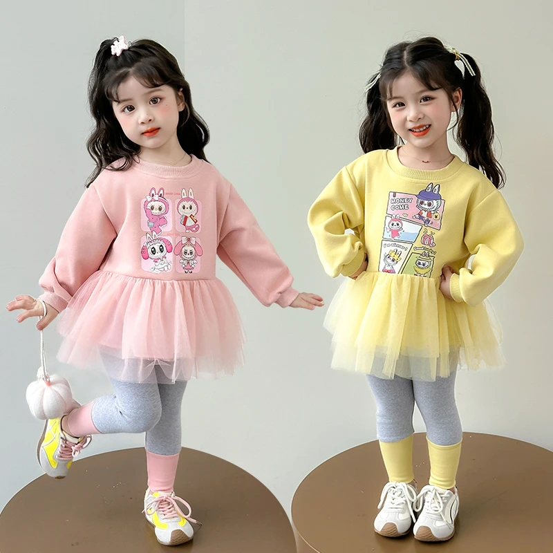 女童拉布布春秋套装2025新款儿童洋气时髦卫衣裙打底裤秋季两件套