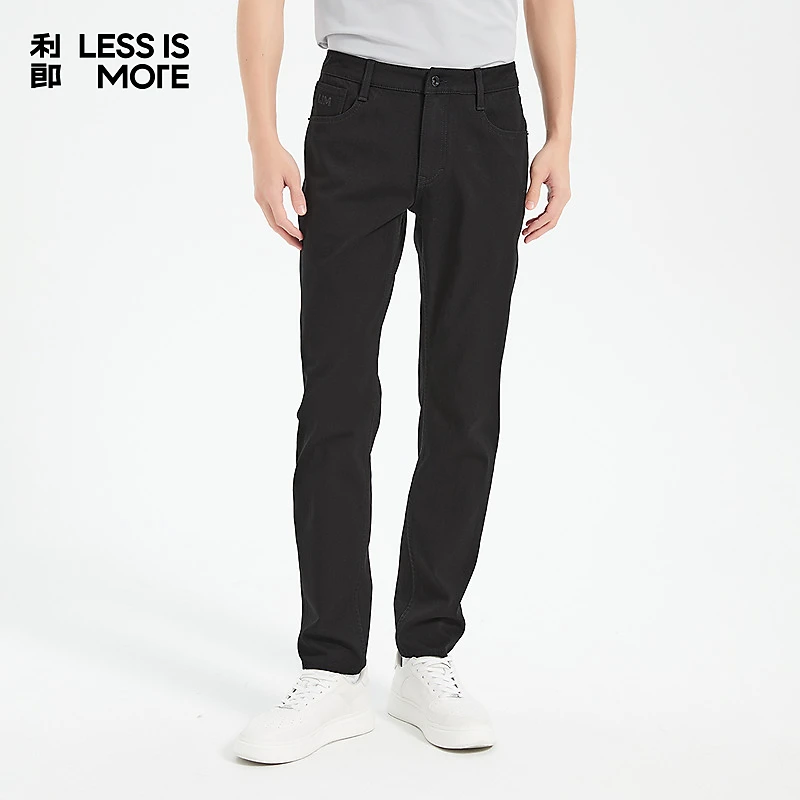 利郎【科技黑】欧美简约男中腰牛仔裤直筒休闲裤户外商务男款春季