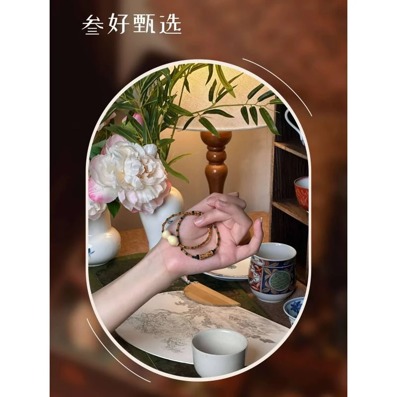 原创手工秋天新中式《橄榄核竹节手串扶摇直上》天然文玩葫芦手链