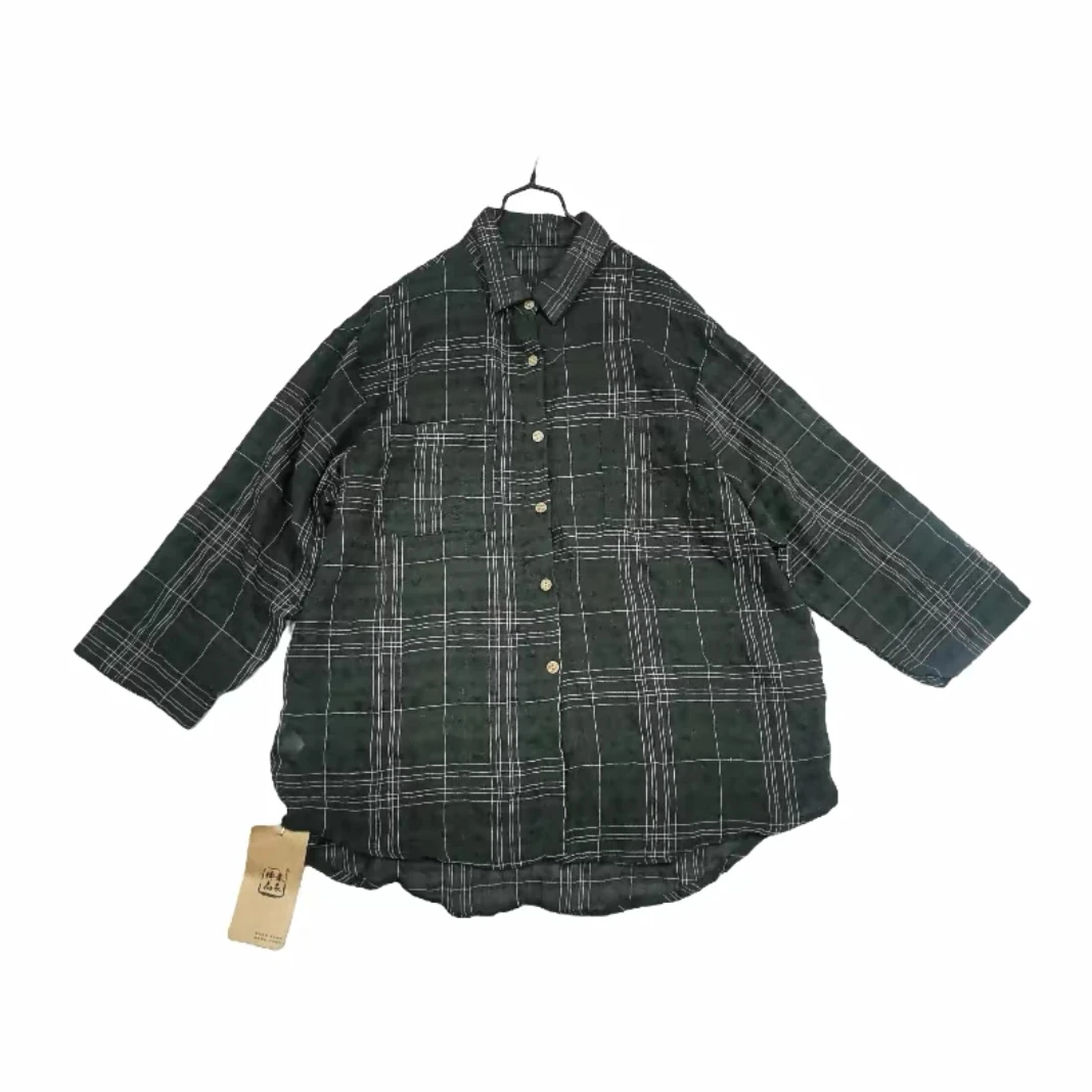 儒品素衣0495格子双兜休闲衬衫
