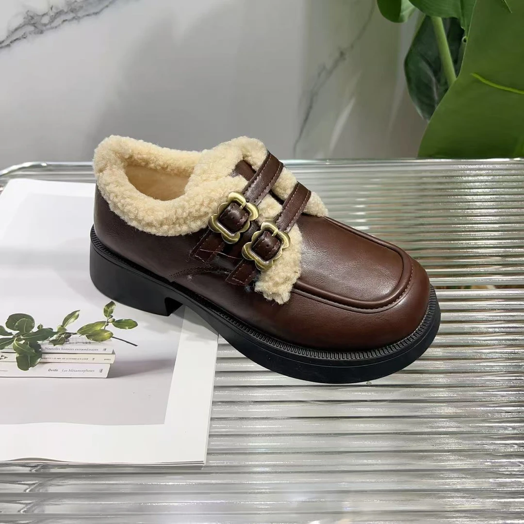 春季时尚小皮鞋英伦风软底舒适百搭款乐福单鞋1805（加绒）