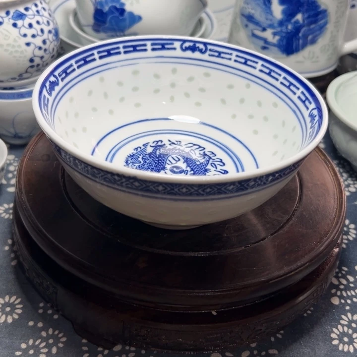 青花玲珑6寸小面碗