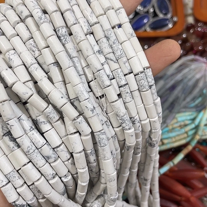 合金玛瑙/玉髓珠宝半成品2条白松石管珠