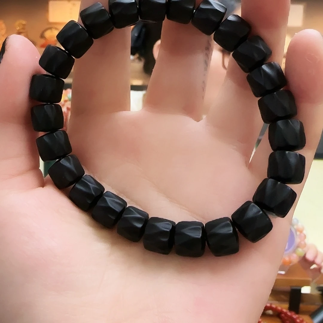 玛瑙/玉髓手链未镶嵌大*瓜9.3黑玛瑙