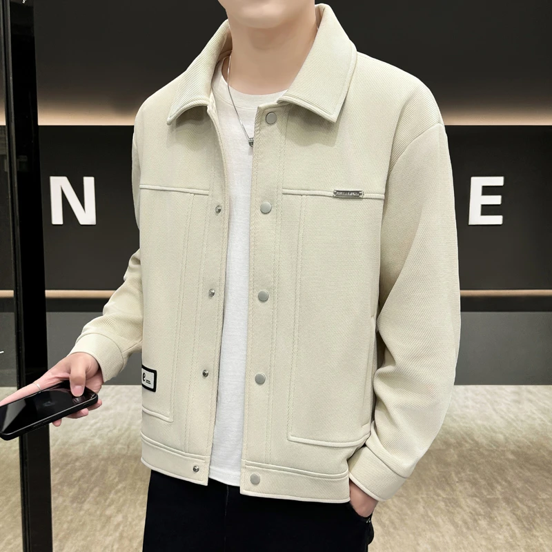 2025潮流百搭秋季男翻领春季男士斜纹翻领夹克帅气工装秋冬春秋季