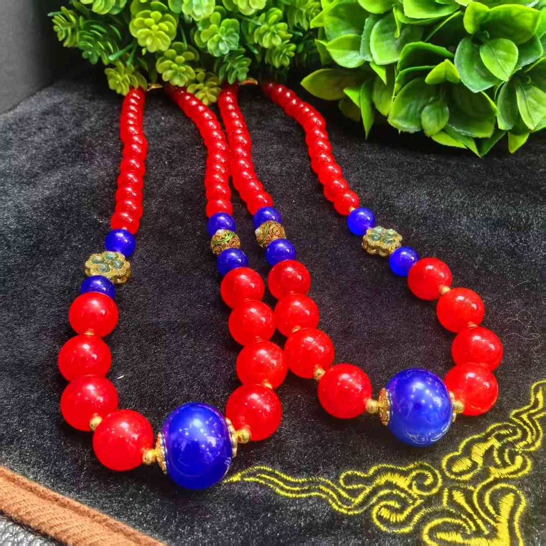 江德洋珠宝S7889-皇家炽焰龙桖石玛瑙红项链-多样性发货只发一件