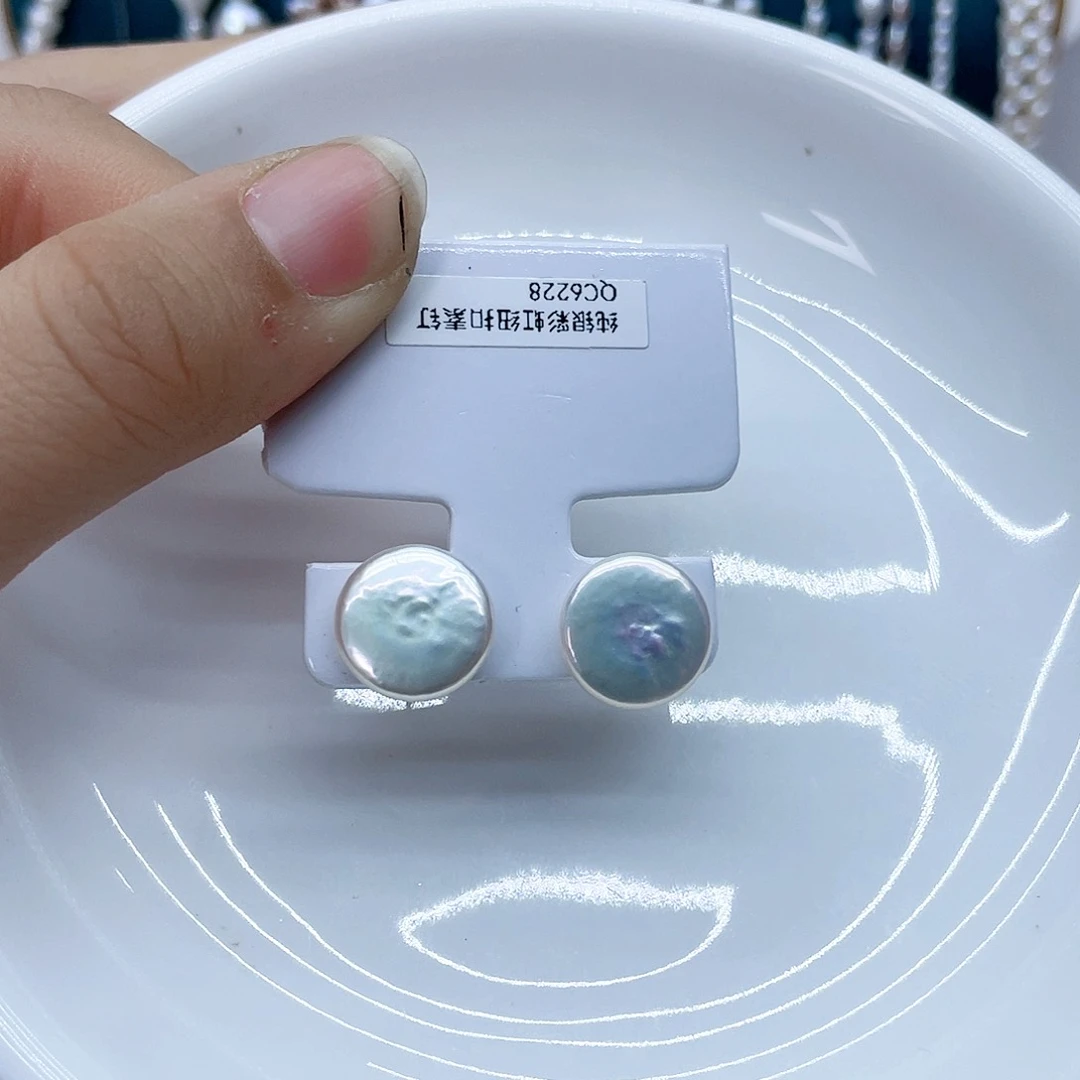 银S925镶嵌耳饰淡水珍珠