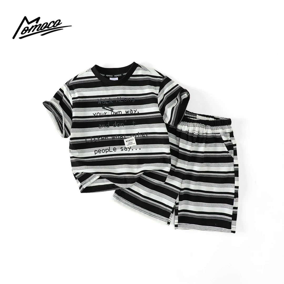 【618清货】MOMOCO男童夏季潮流条纹套装77230578029