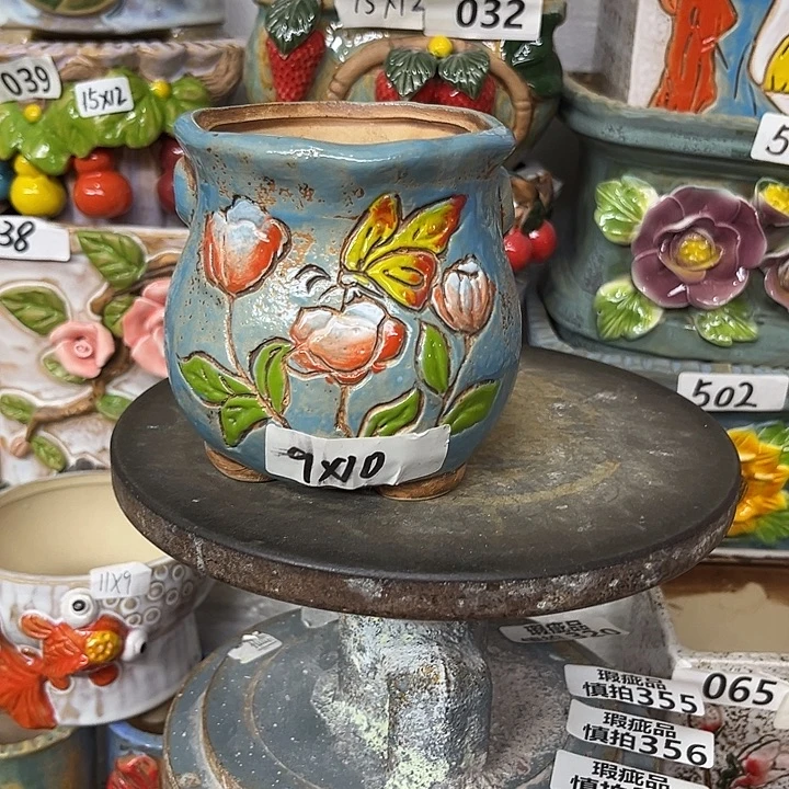 粗陶材质多肉花盆发货两个