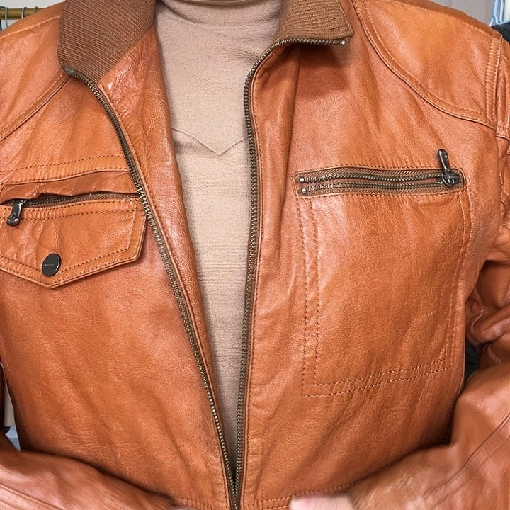 男士棕色皮衣外套002