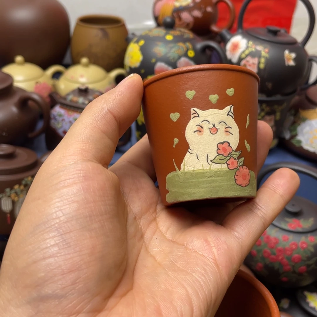 红泥茶杯紫砂主人杯80cc