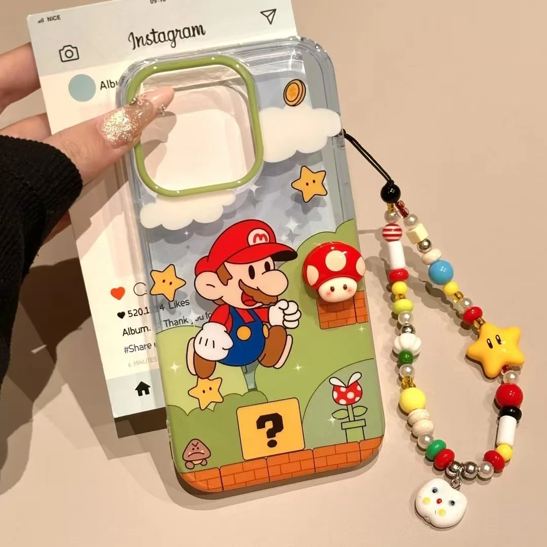 透明超级玛丽适用于苹果手机壳16pro可爱iphone14苹果15pro卡通壳