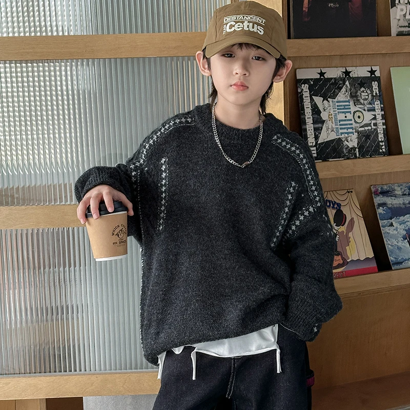 男童毛衣秋冬款2025新款儿童装冬季打底线衣针织衫大童男孩上衣潮