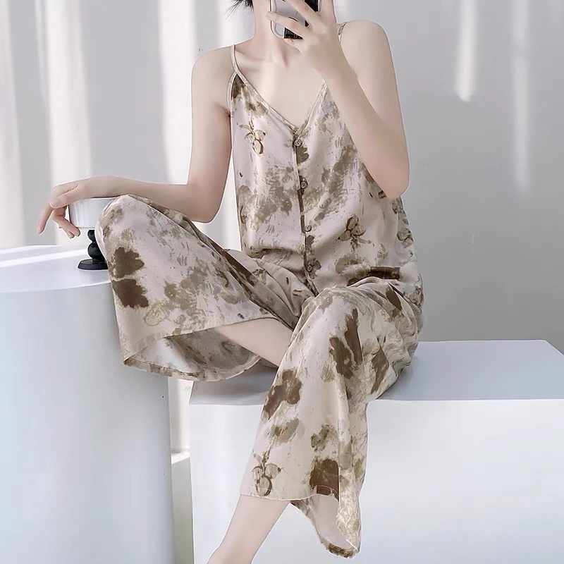 新中式国风睡衣女夏季高级感新中式国风家居服套装薄款