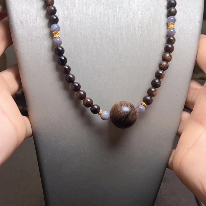 沉香手串越南芽庄白棋瘤疤➕芽庄帝王紫棋0.6设计