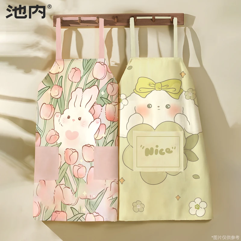 池内耐脏耐磨舒适透气围裙可爱卡通无袖工作服家用厨房围裙