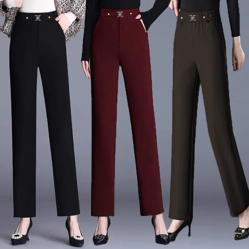 102九分裤直筒裤春秋新款女士垂感妈妈高弹高腰显瘦百搭休闲