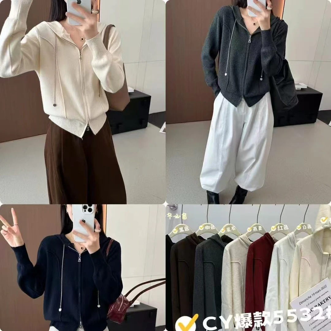 【熙小范】5532休闲风连帽纯色长袖针织衫时尚百搭秋冬