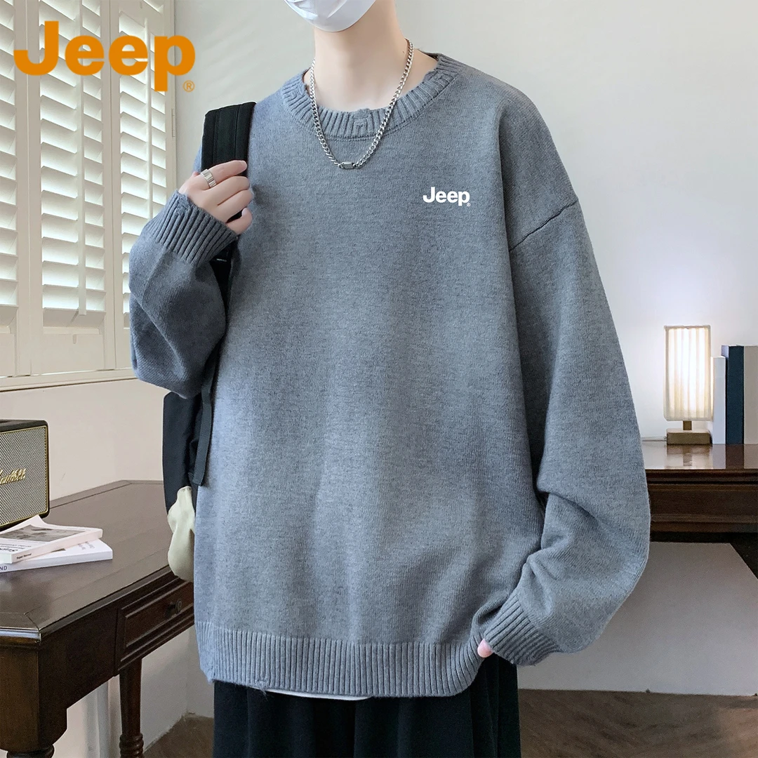 JEEP吉普美式扎染针织毛衣男款秋季潮牌痞帅日系男士慵懒套头上衣