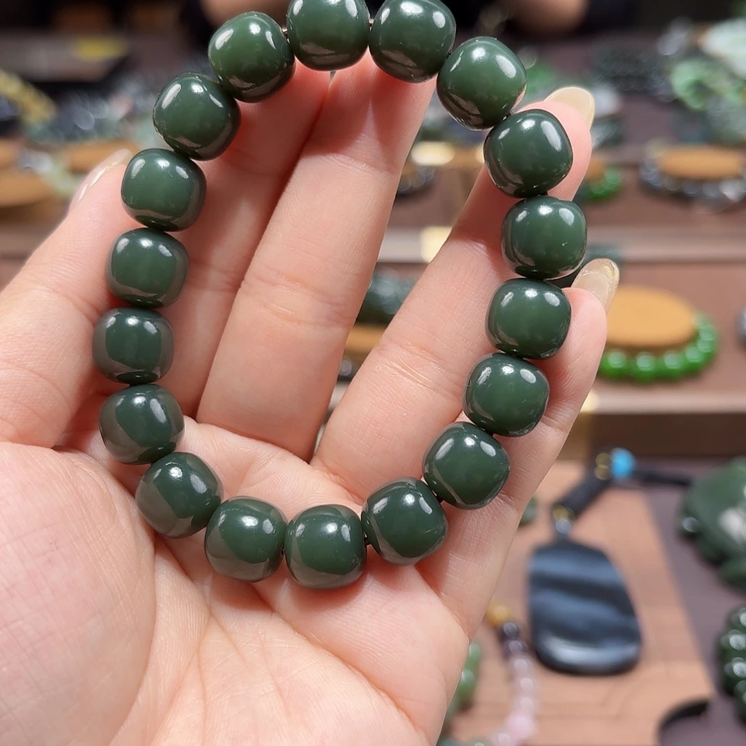 和田玉未镶嵌手链沙枣青12 蓝调