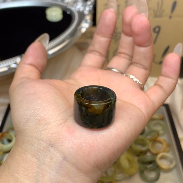 婷***婷合金蛇纹石玉戒指