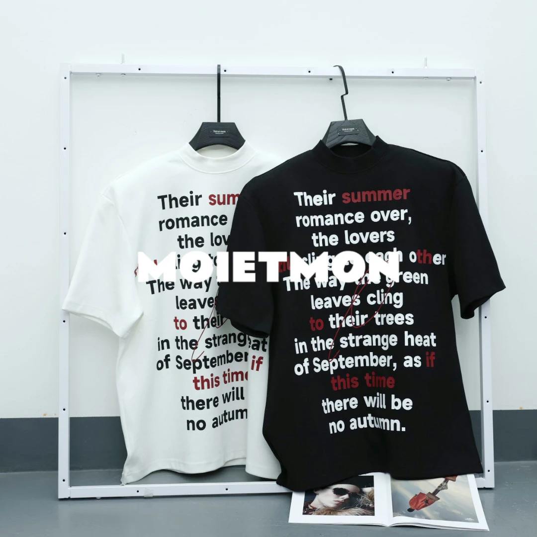 【Moi et mon】春季新款小众短袖印花字母圆领短袖上衣休闲百搭短袖