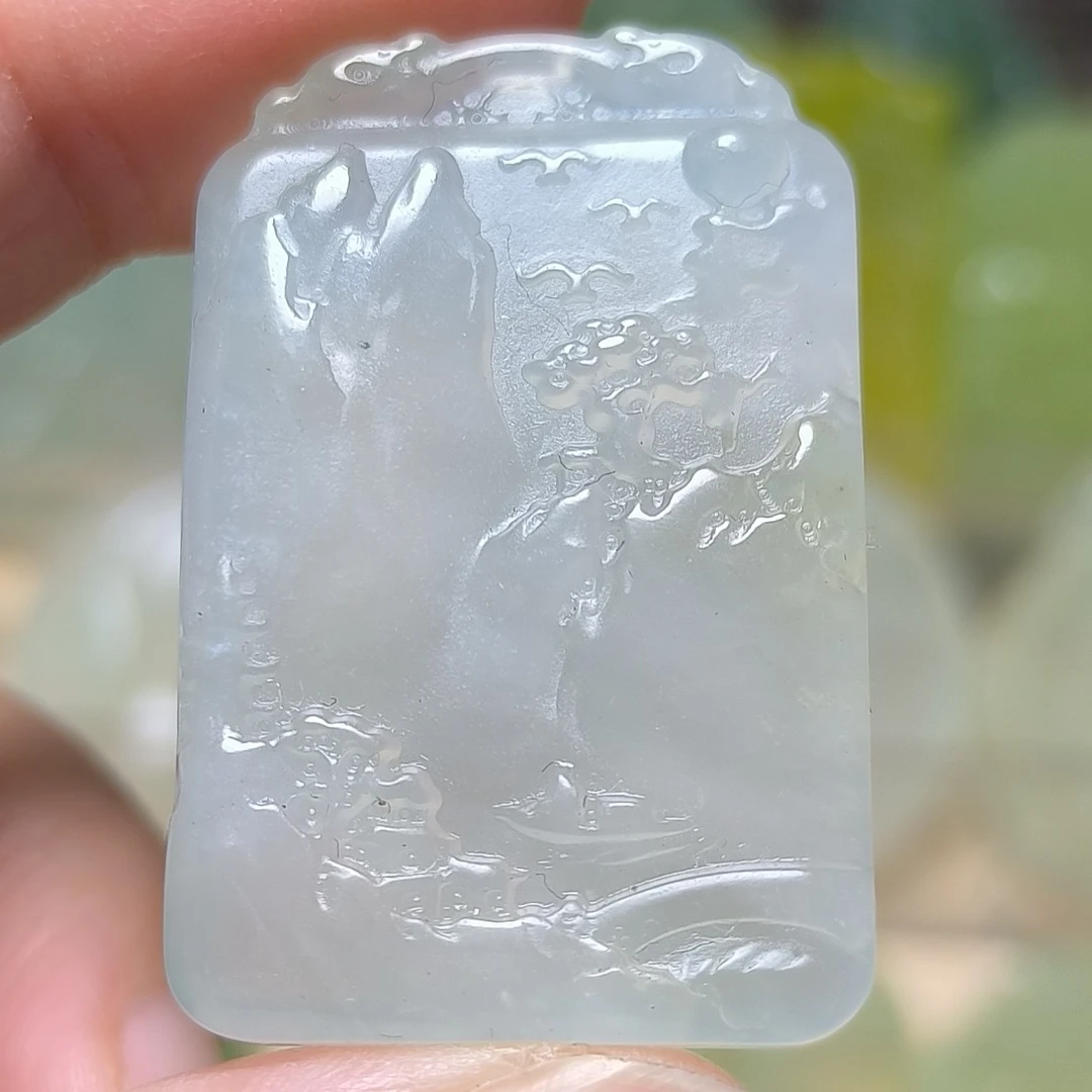天然岫玉精品迷你精致小巧山水田园牌（多样性发其一）