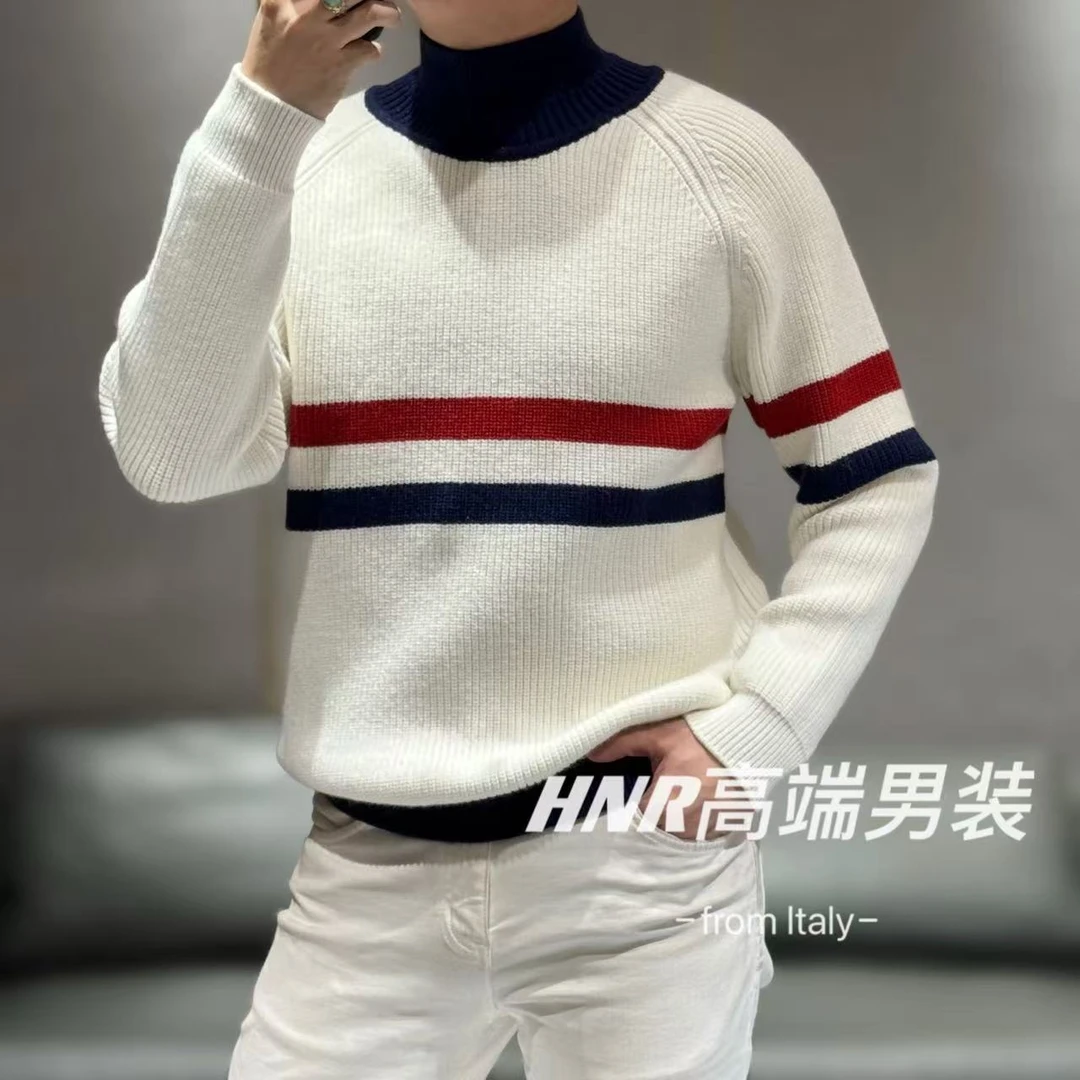 个性双条纹图案简约时尚休闲针织衫HNR09