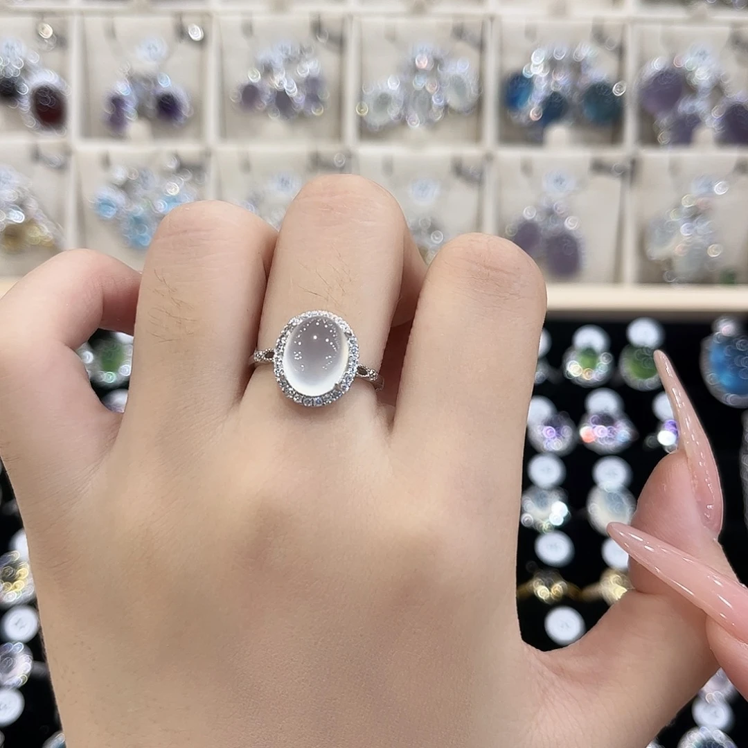 岫玉银S925镶嵌戒指