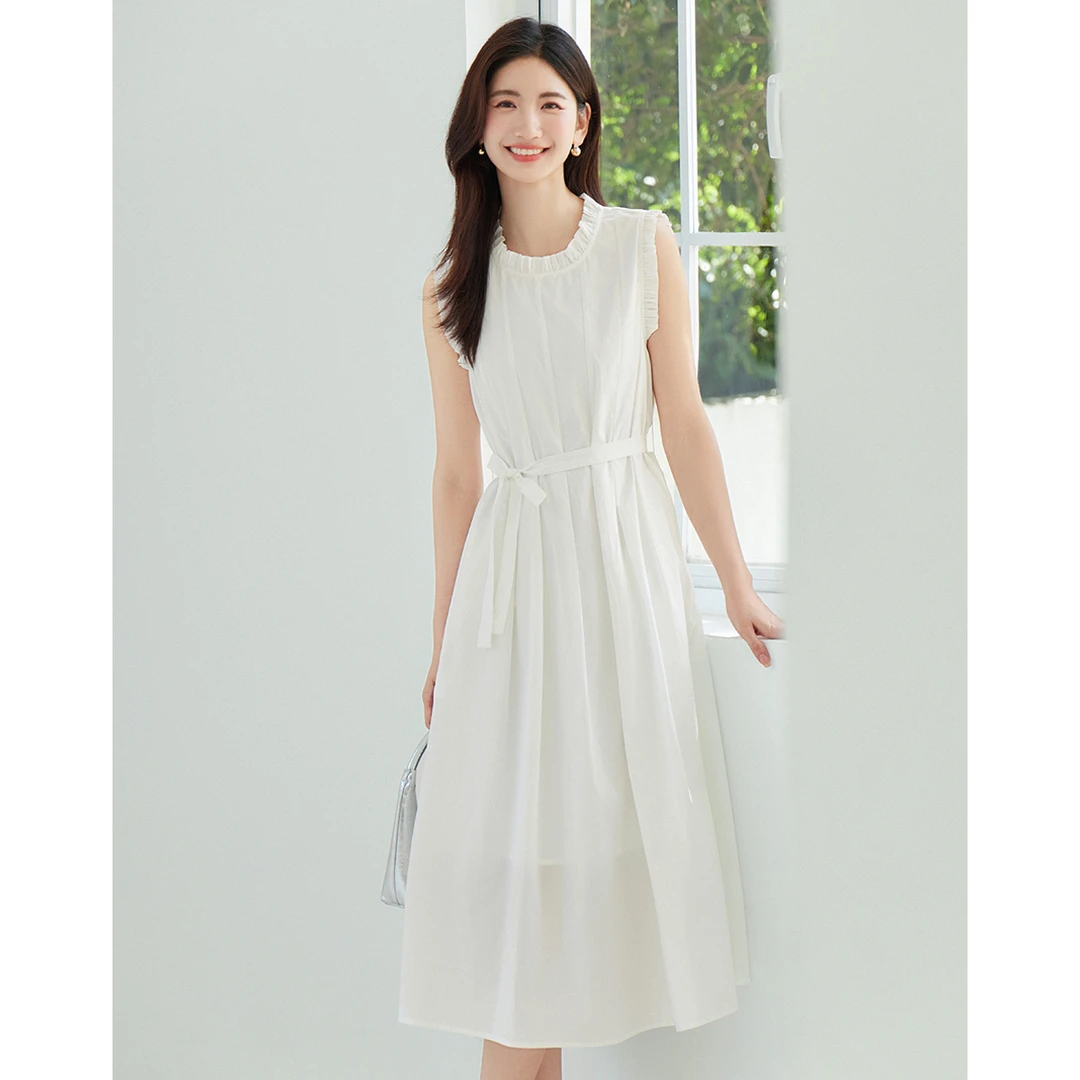 【薇薇专属】朗文斯汀纯色气质中长款连衣裙DZML4205D12412