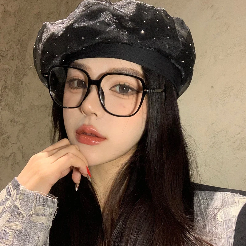 素颜黑框眼镜女大脸显瘦大框高级感早八素颜神器防蓝光可配度数潮