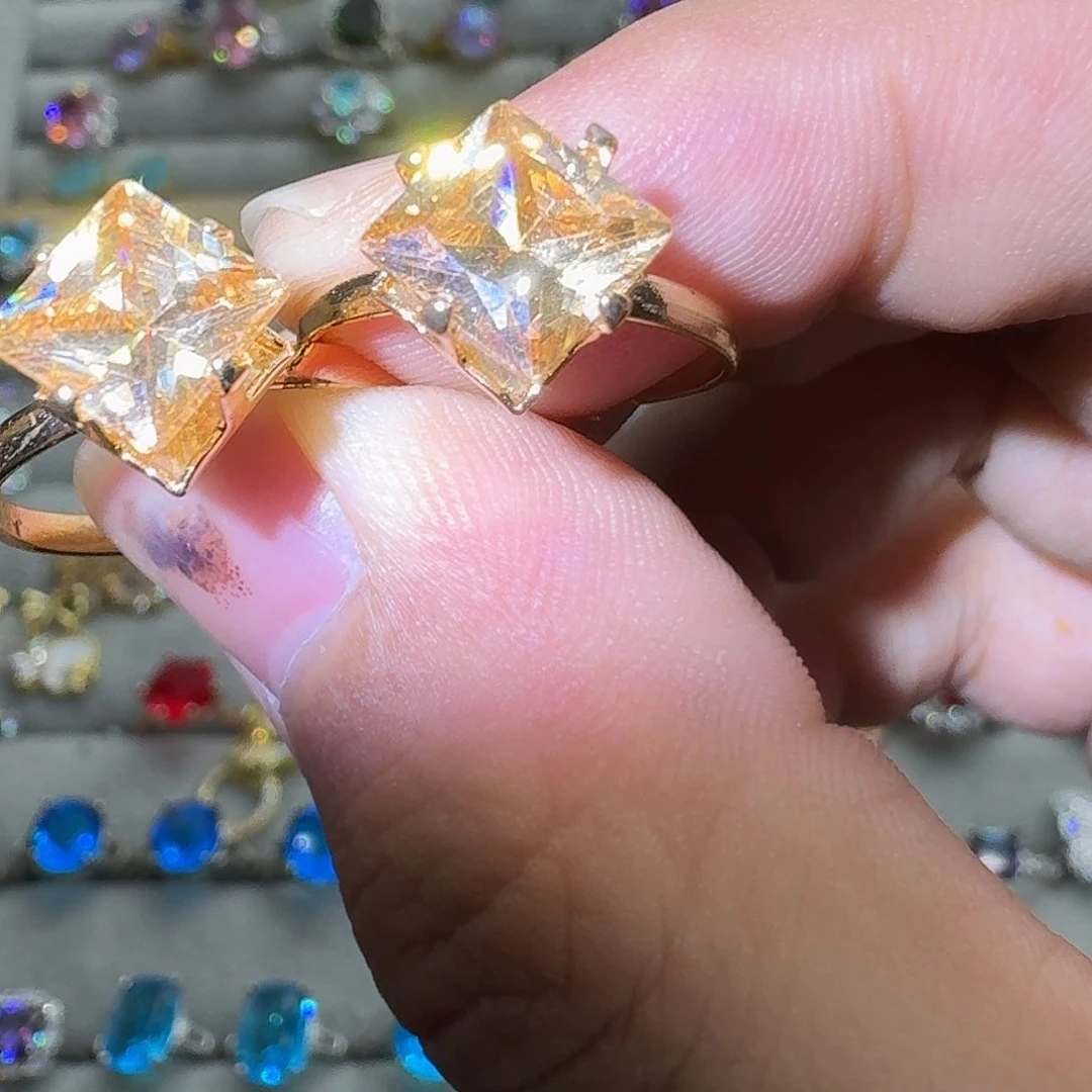 托帕石戒指银S925镶嵌