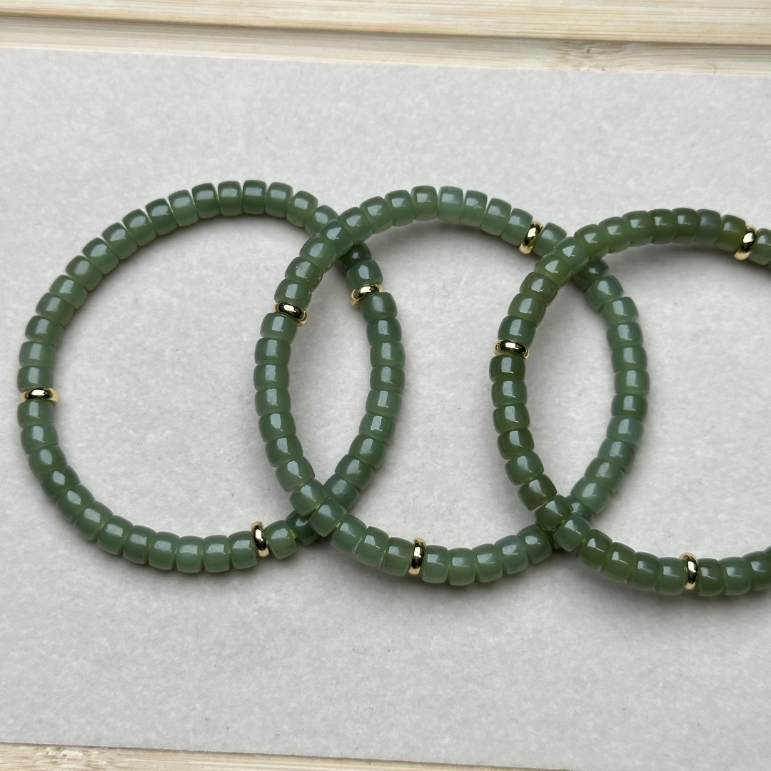 【H75】和田玉药片珠手串多样性发其一