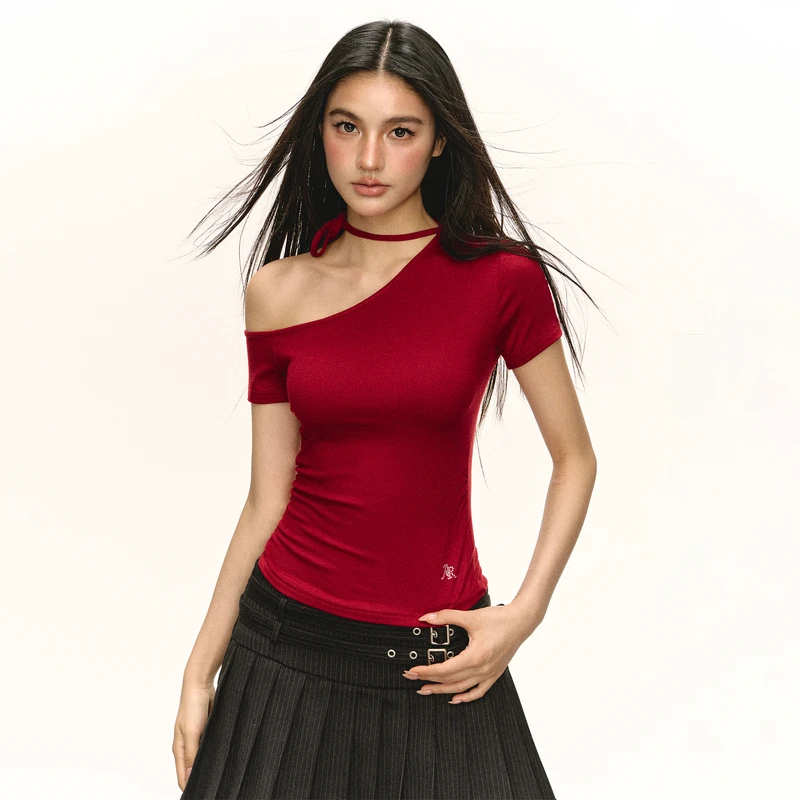 Ariseism  美式复古修身短袖t恤女夏季新款上衣