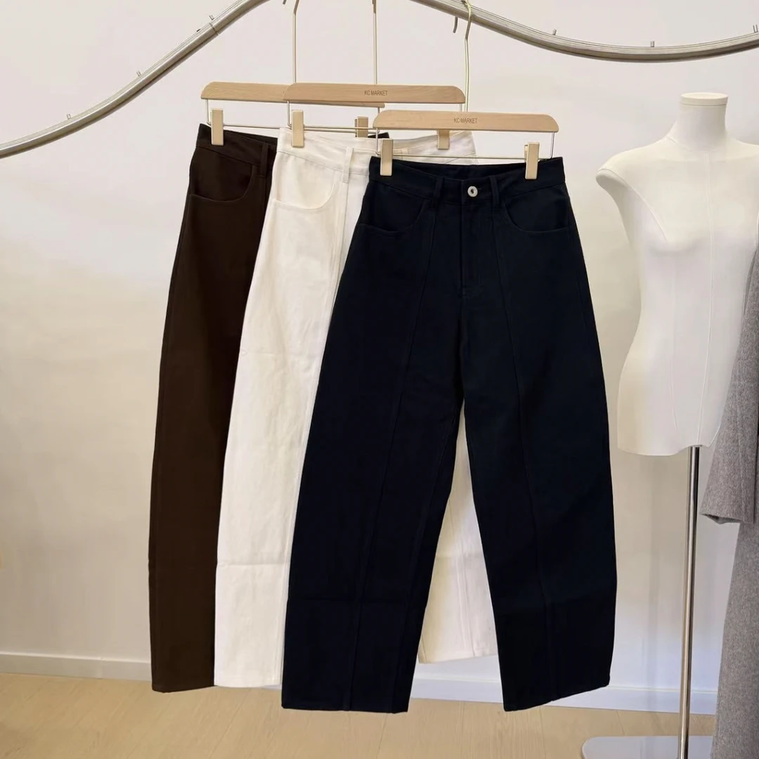 弯刀裤·2025年弯刀裤新款韩版简约高腰百搭休闲阔腿裤女显瘦