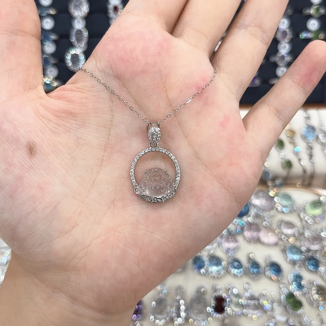 银S925镶嵌蛇纹石玉颈饰